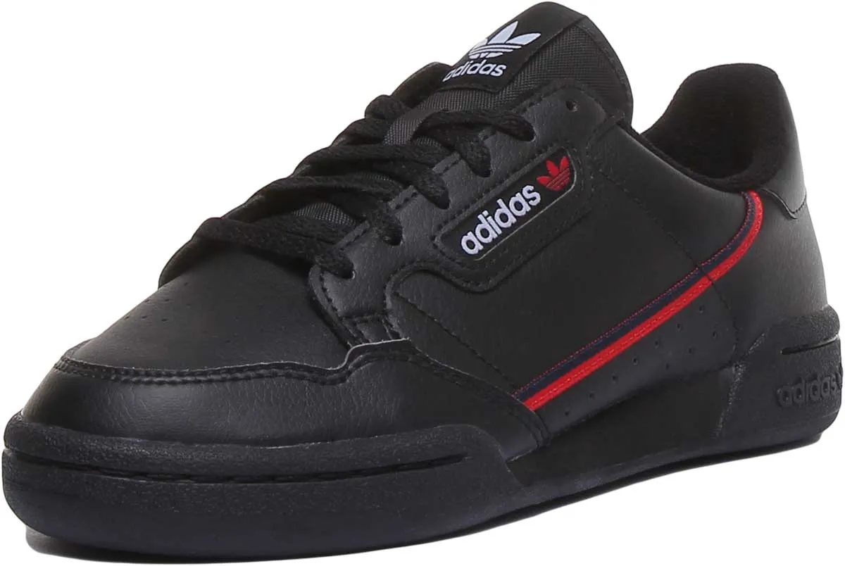 Adidas Continental 80J Leather Trainers In Black For Youth