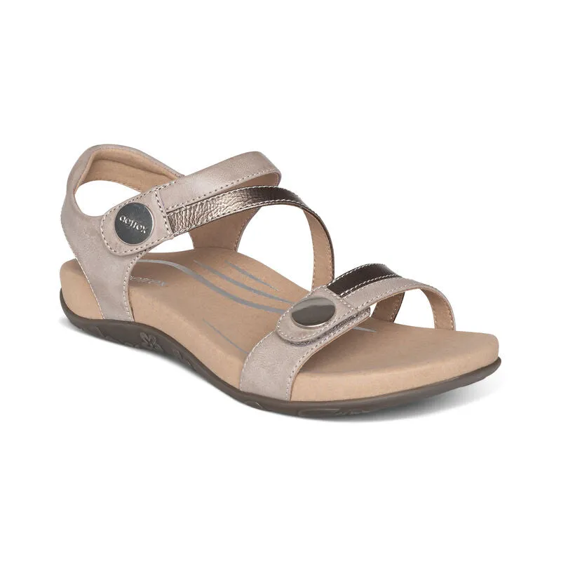 Aetrex Jess Quarter Strap Smoke Leather Sandal SE216