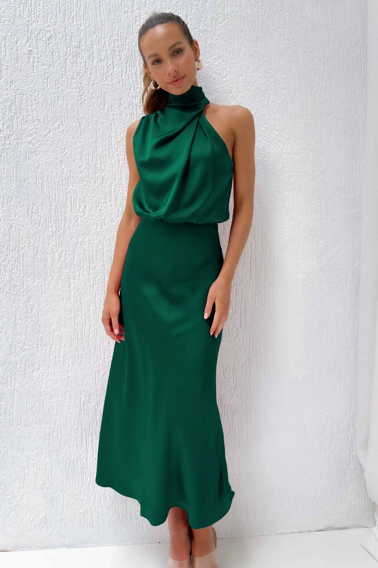 Aida | Elegant Satin Halter Dress