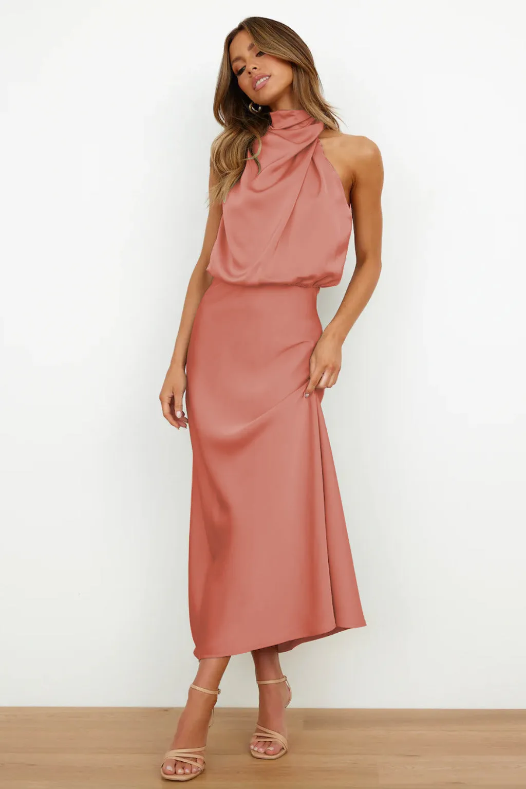 Aida | Elegant Satin Halter Dress