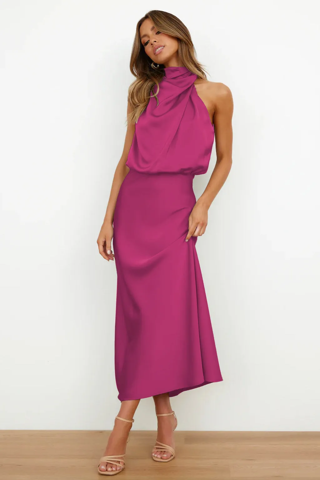 Aida | Elegant Satin Halter Dress