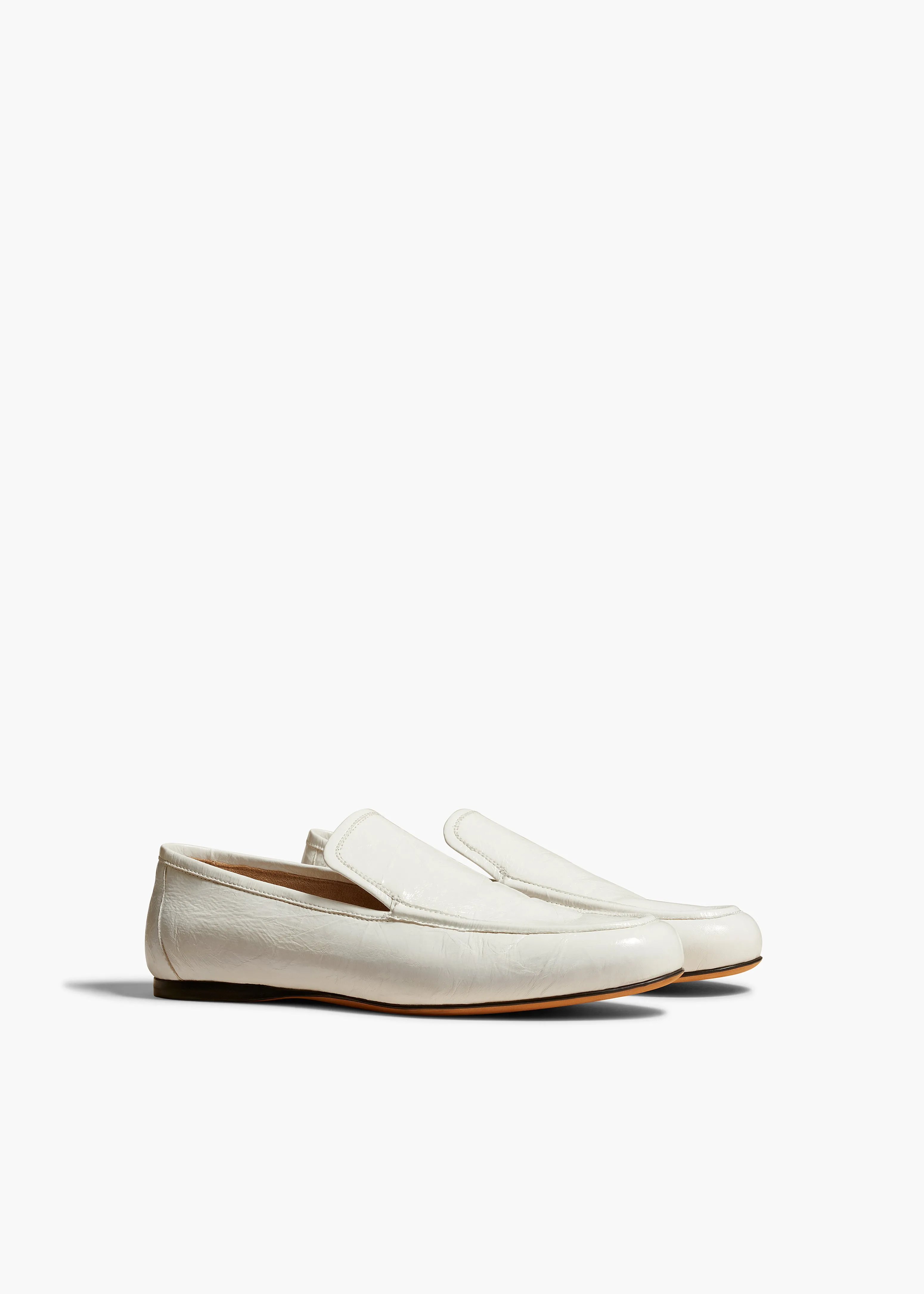 Alessia Loafer in White Crinkled Leather