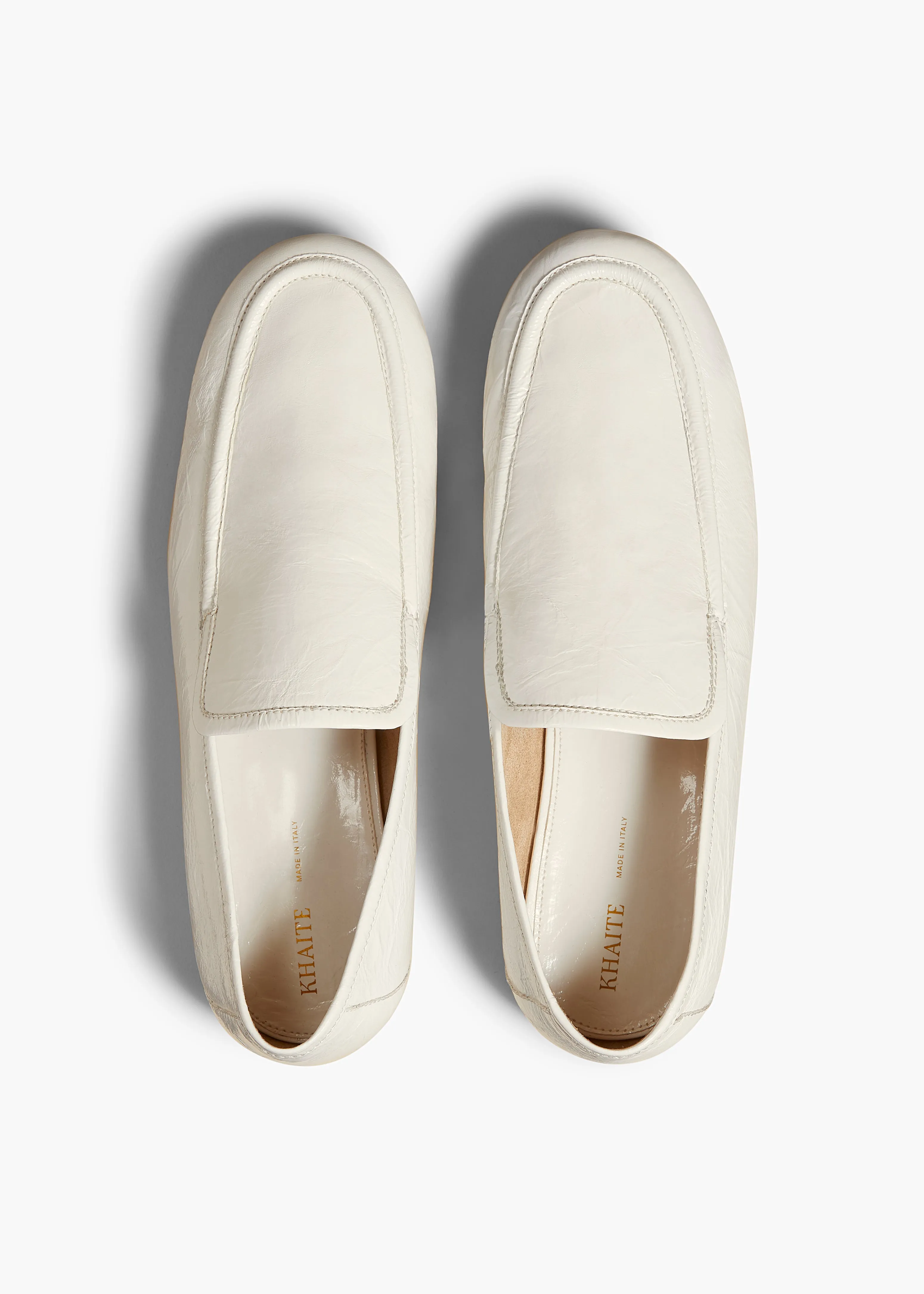 Alessia Loafer in White Crinkled Leather