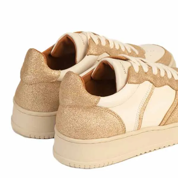 Armelle Cream/Gold | Leather sneaker