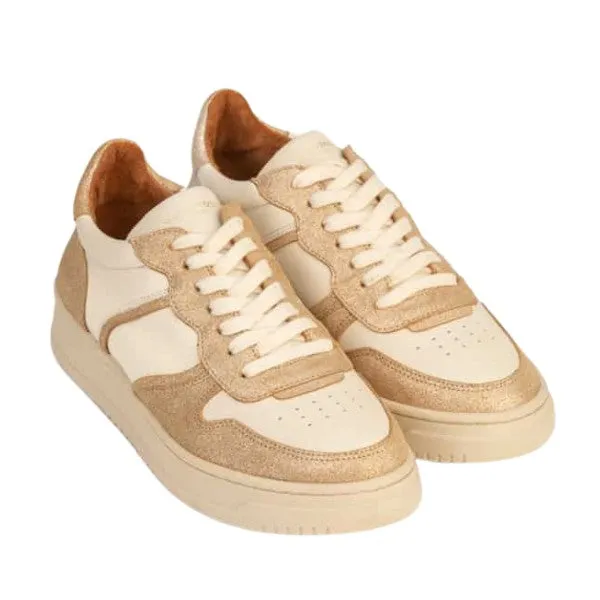 Armelle Cream/Gold | Leather sneaker