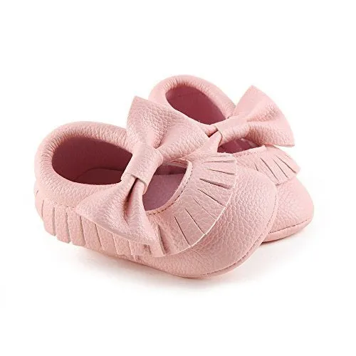 Baby & Toddler's Soft Sole Tassel Bowknot Moccasin Shoes, Pink