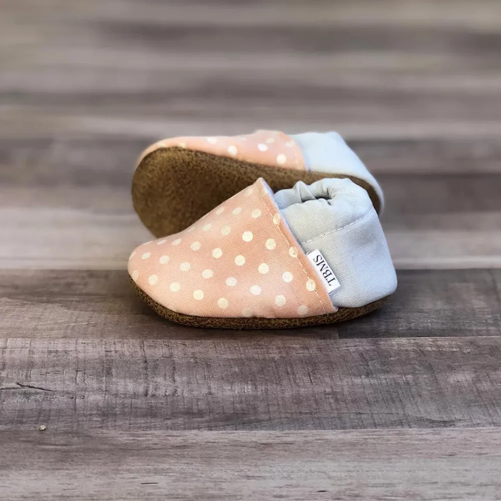 Baby Moccasins - Pink Polka Dots