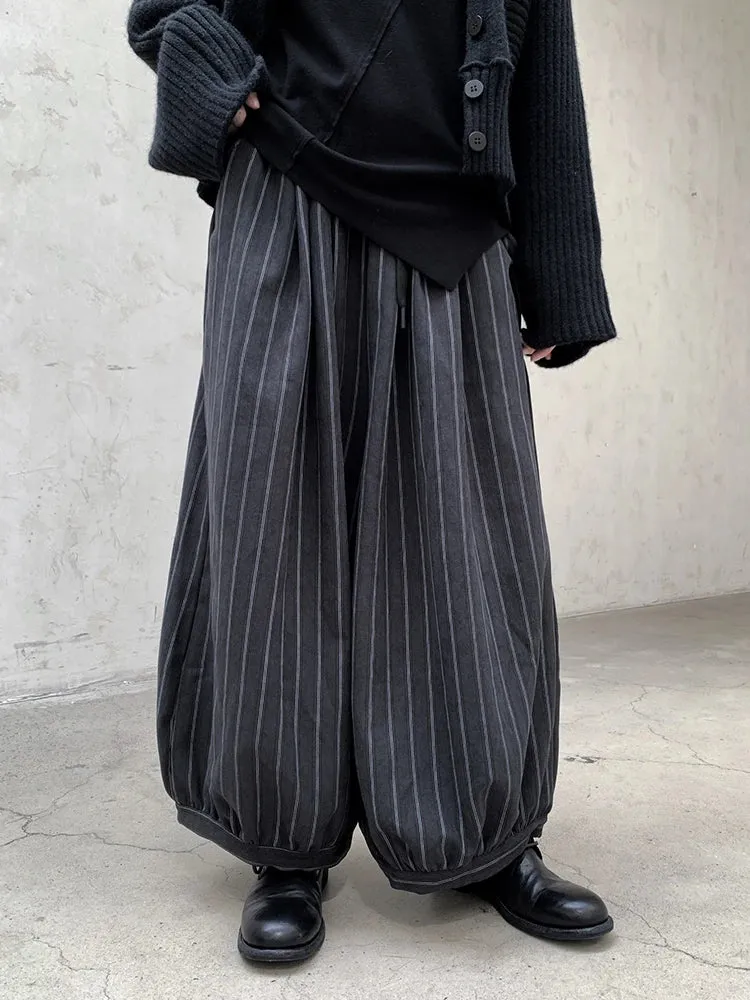 Balloon-Style Striped Trousers