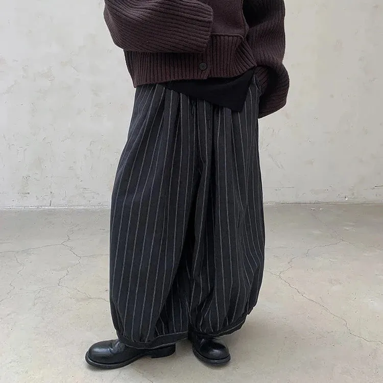 Balloon-Style Striped Trousers