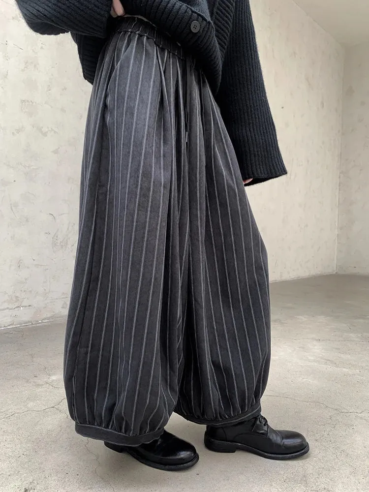 Balloon-Style Striped Trousers