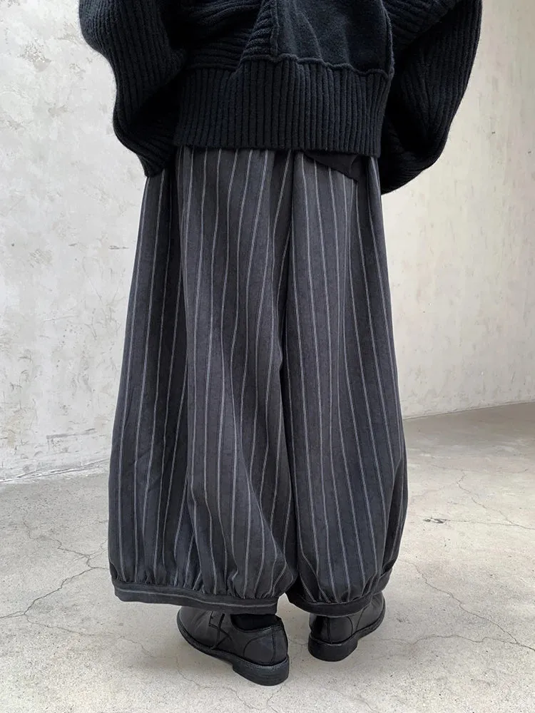 Balloon-Style Striped Trousers