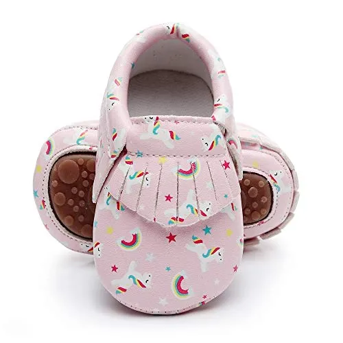 Bebila Cute Cartoon Baby Moccasins - Vegan Baby Girls Boys Shoes with Non-Skid Rubber Sole for First Walker Toddler Mermaid Printing (US 3.5M/4.33”/11cm 0-6Months, Model-8)