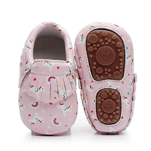 Bebila Cute Cartoon Baby Moccasins - Vegan Baby Girls Boys Shoes with Non-Skid Rubber Sole for First Walker Toddler Mermaid Printing (US 3.5M/4.33”/11cm 0-6Months, Model-8)