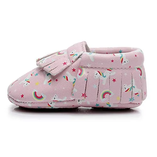 Bebila Cute Cartoon Baby Moccasins - Vegan Baby Girls Boys Shoes with Non-Skid Rubber Sole for First Walker Toddler Mermaid Printing (US 3.5M/4.33”/11cm 0-6Months, Model-8)