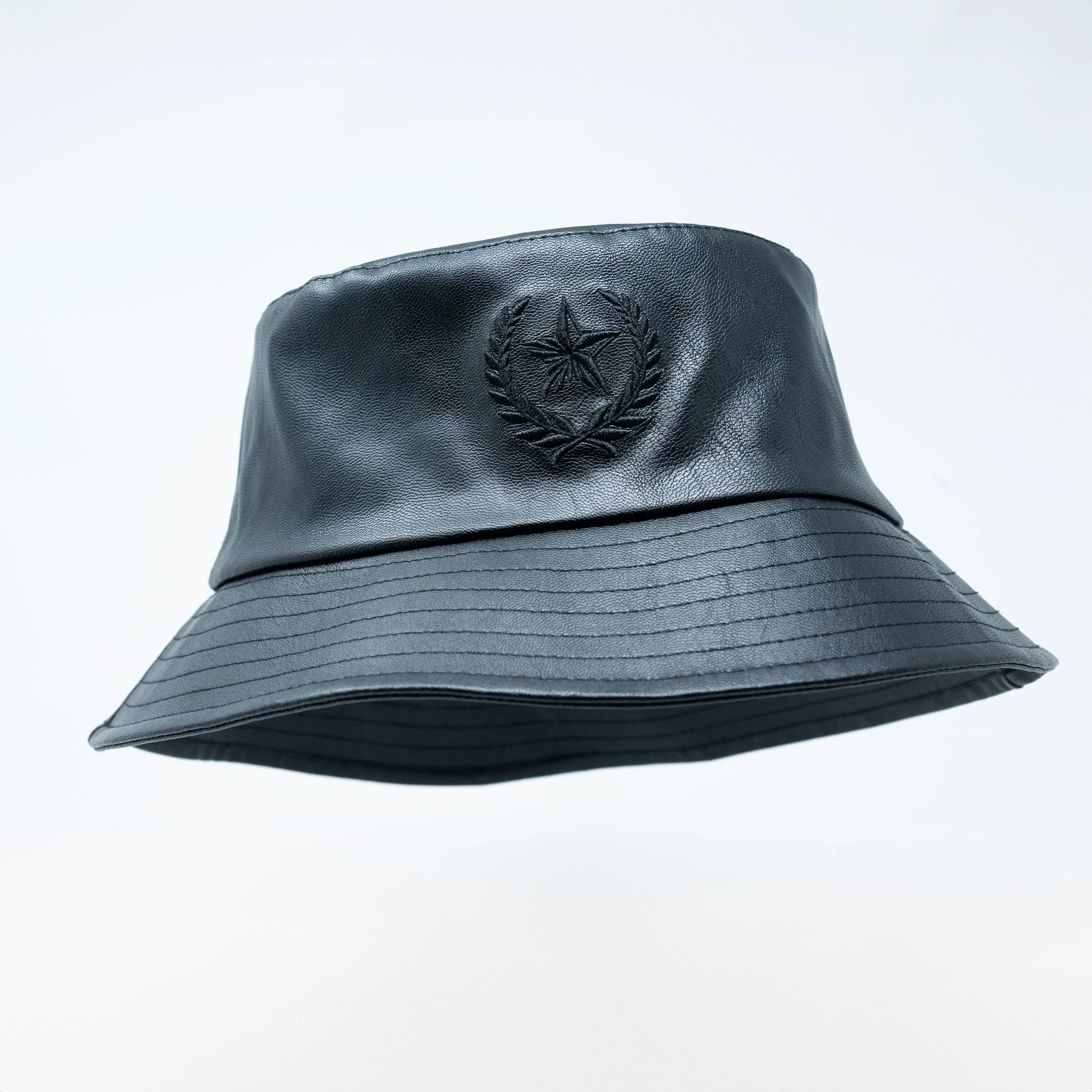 Black Leather Bucket Hat