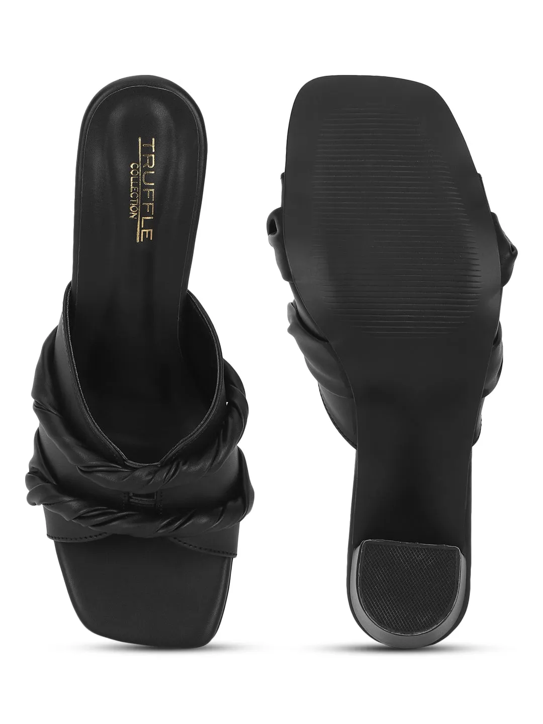 Black PU Block Mules (TC-KL0001-BLK)