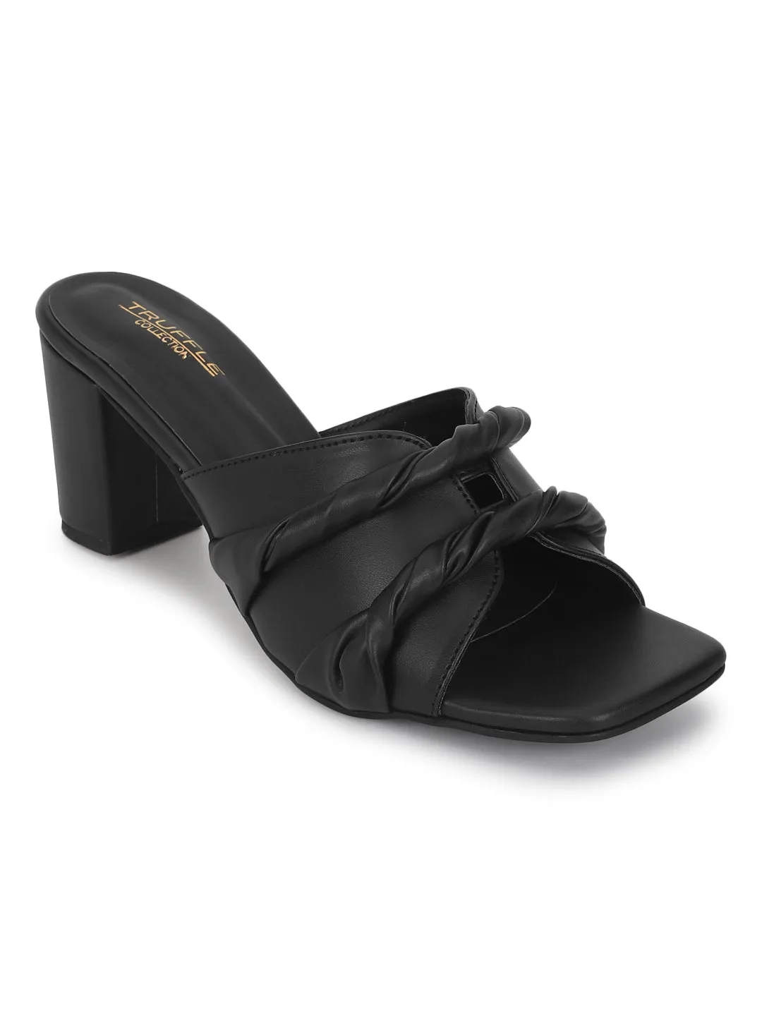 Black PU Block Mules (TC-KL0001-BLK)