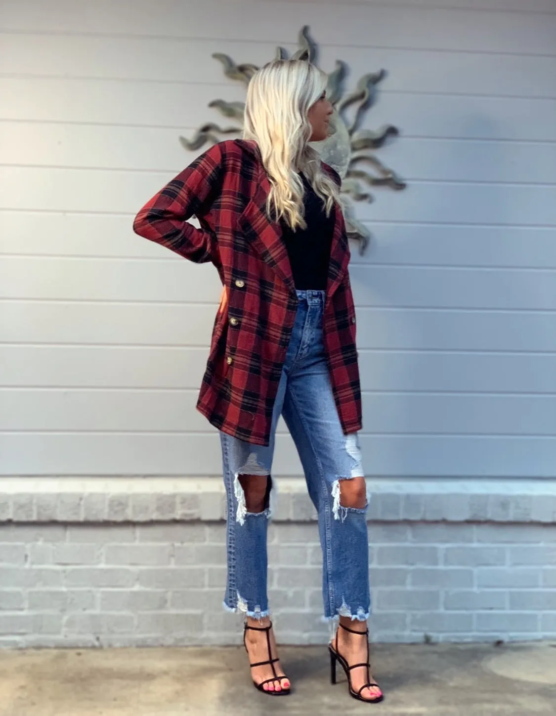 Blaze Cranberry Wine Plaid Coat