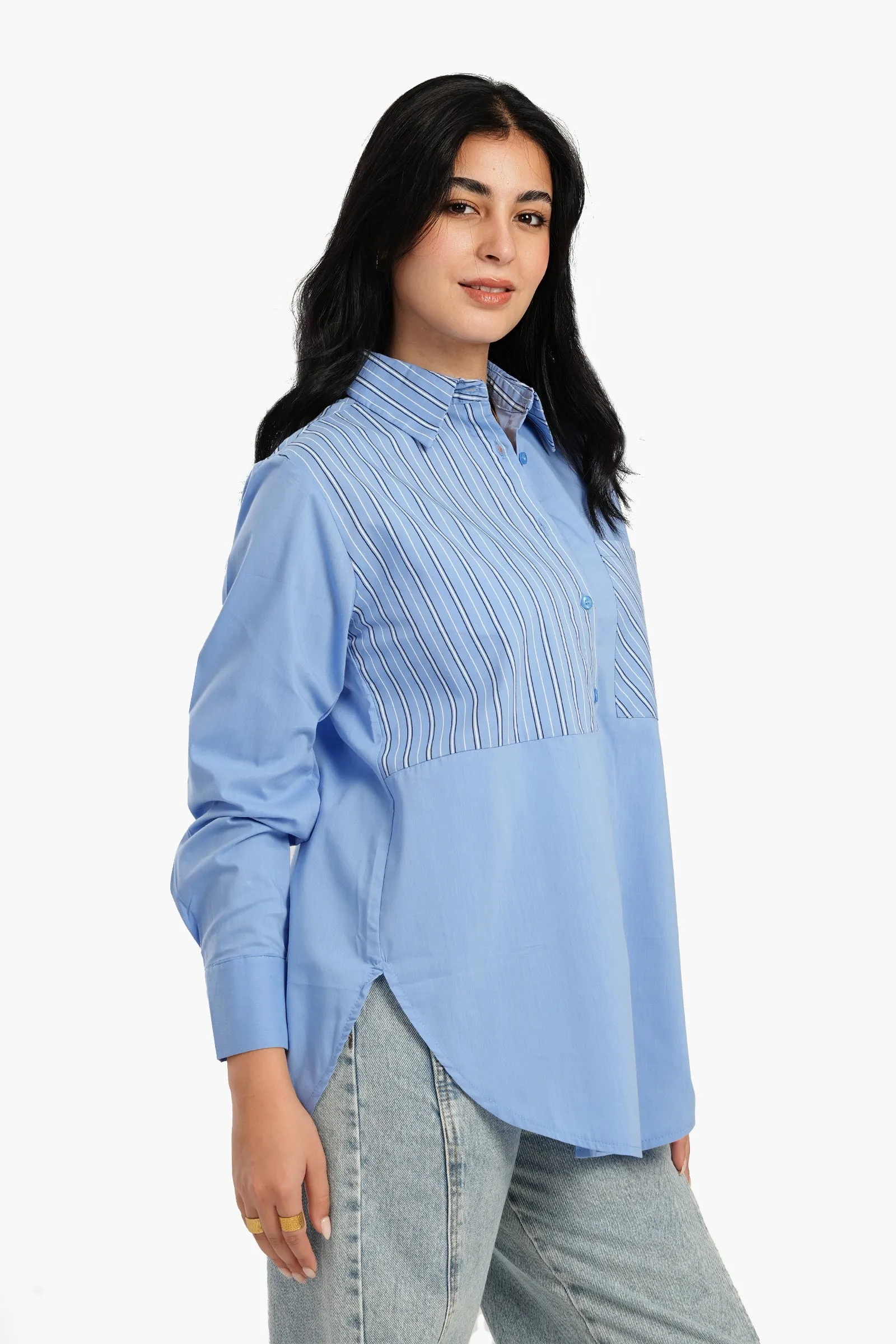 Blue Poplin Basic Shirt