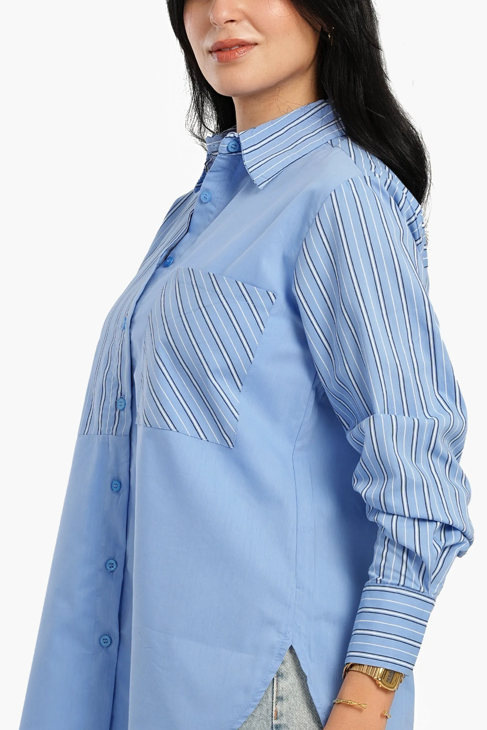 Blue Poplin Basic Shirt