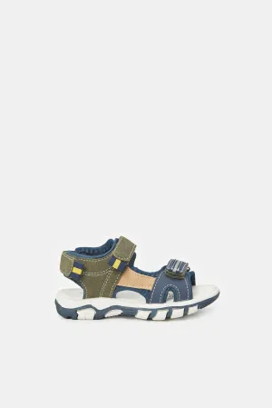 Boys Navy Colour Block Trekker Sandal