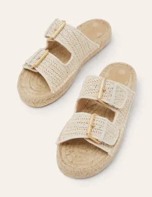 Buckle Espadrille Sandals-Natural Raffia