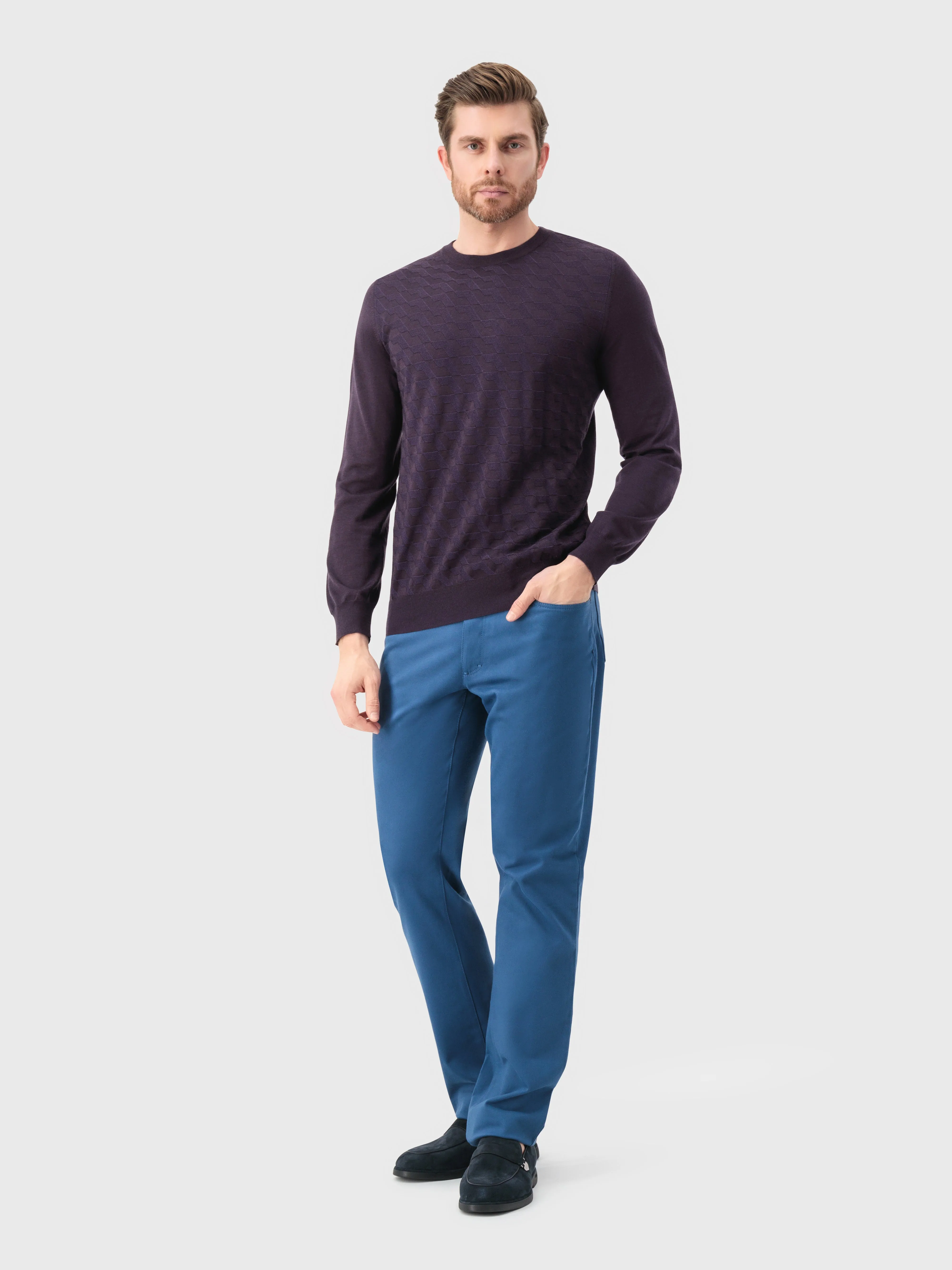 Cashmere and Silk Pullover Aubergine