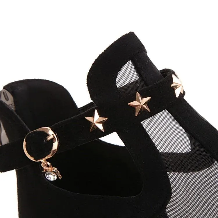 Chunky Peep-Toe Star Mesh Sandal