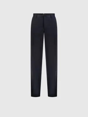 Cotton Trousers with Leather Detailing Dark Navy