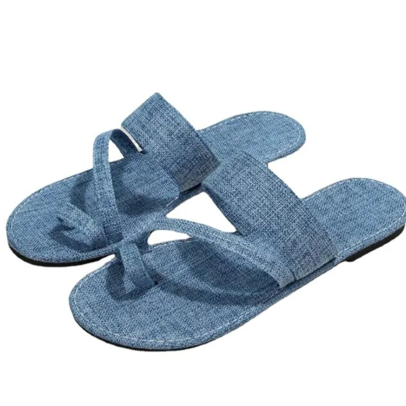 Denim Slide Sandals for Wide Feet