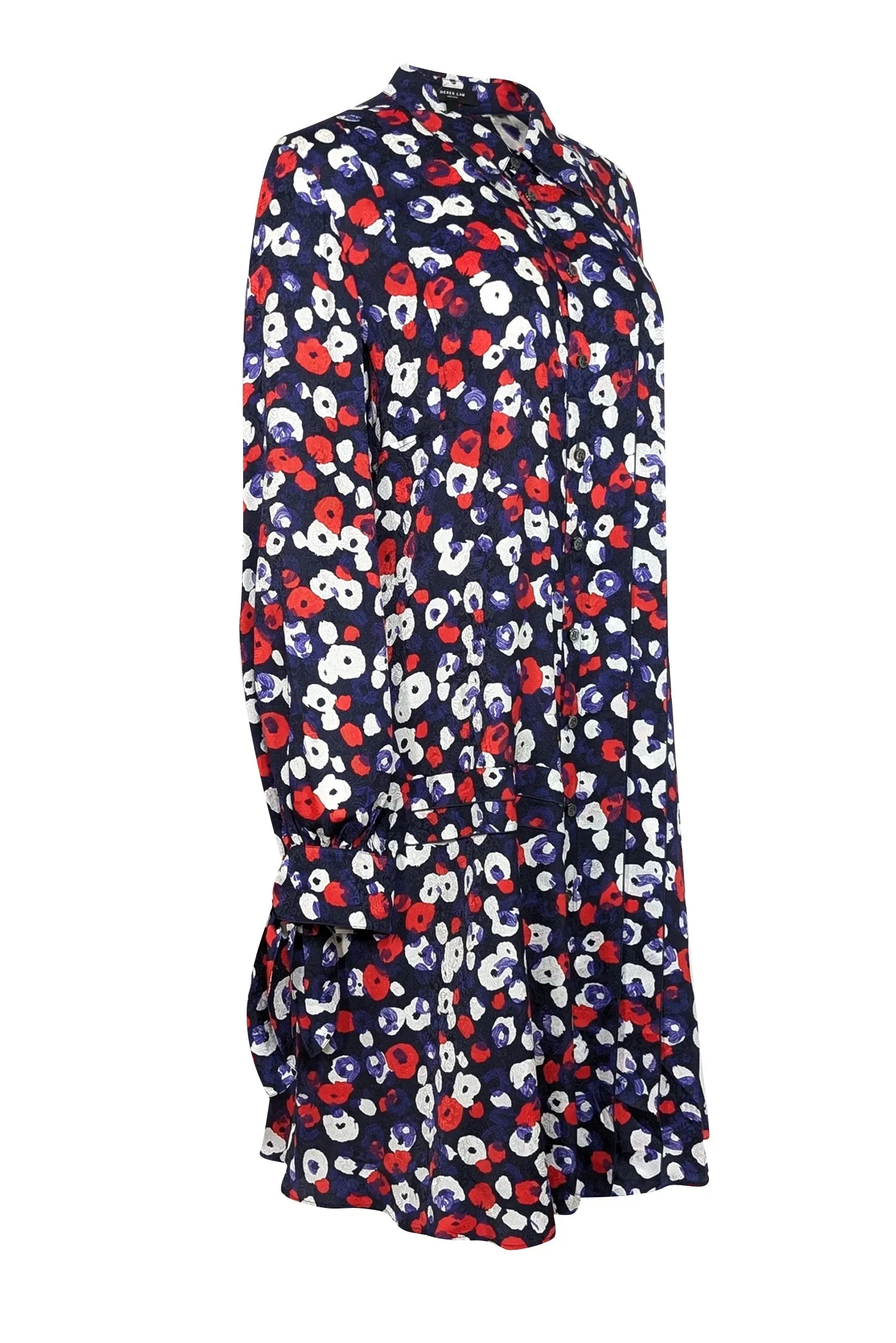 Derek Lam - Navy, Purple, Red, & White Leopard Print Long Sleeve Dress Sz 12