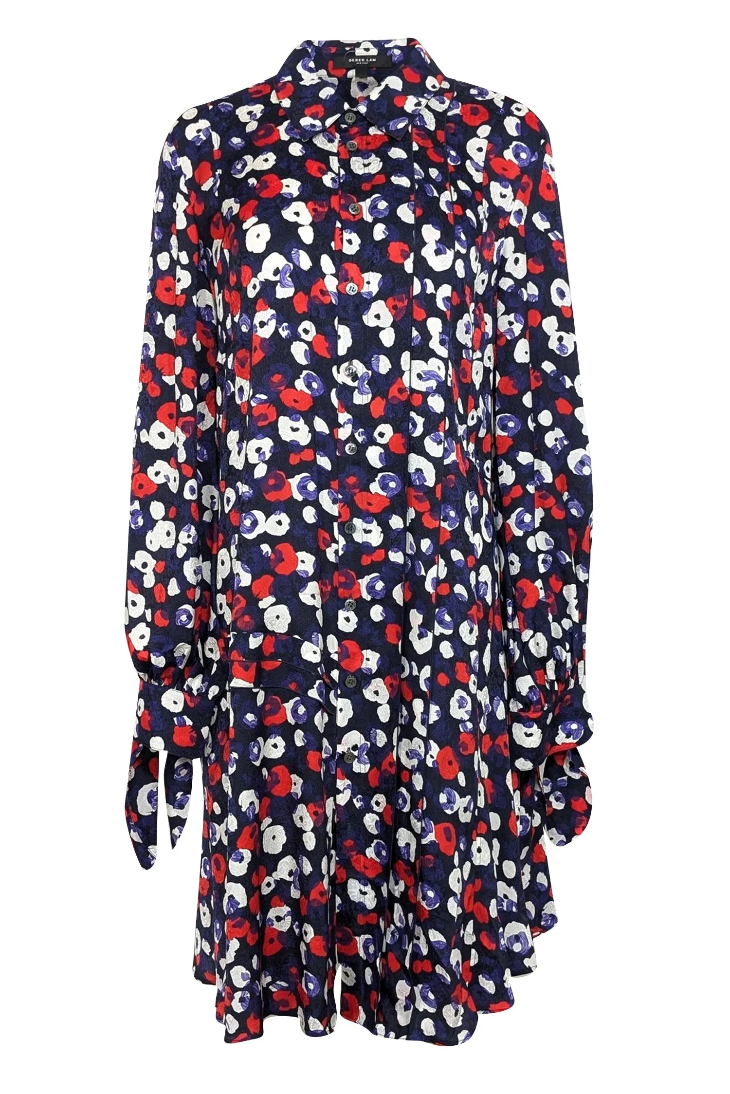 Derek Lam - Navy, Purple, Red, & White Leopard Print Long Sleeve Dress Sz 12