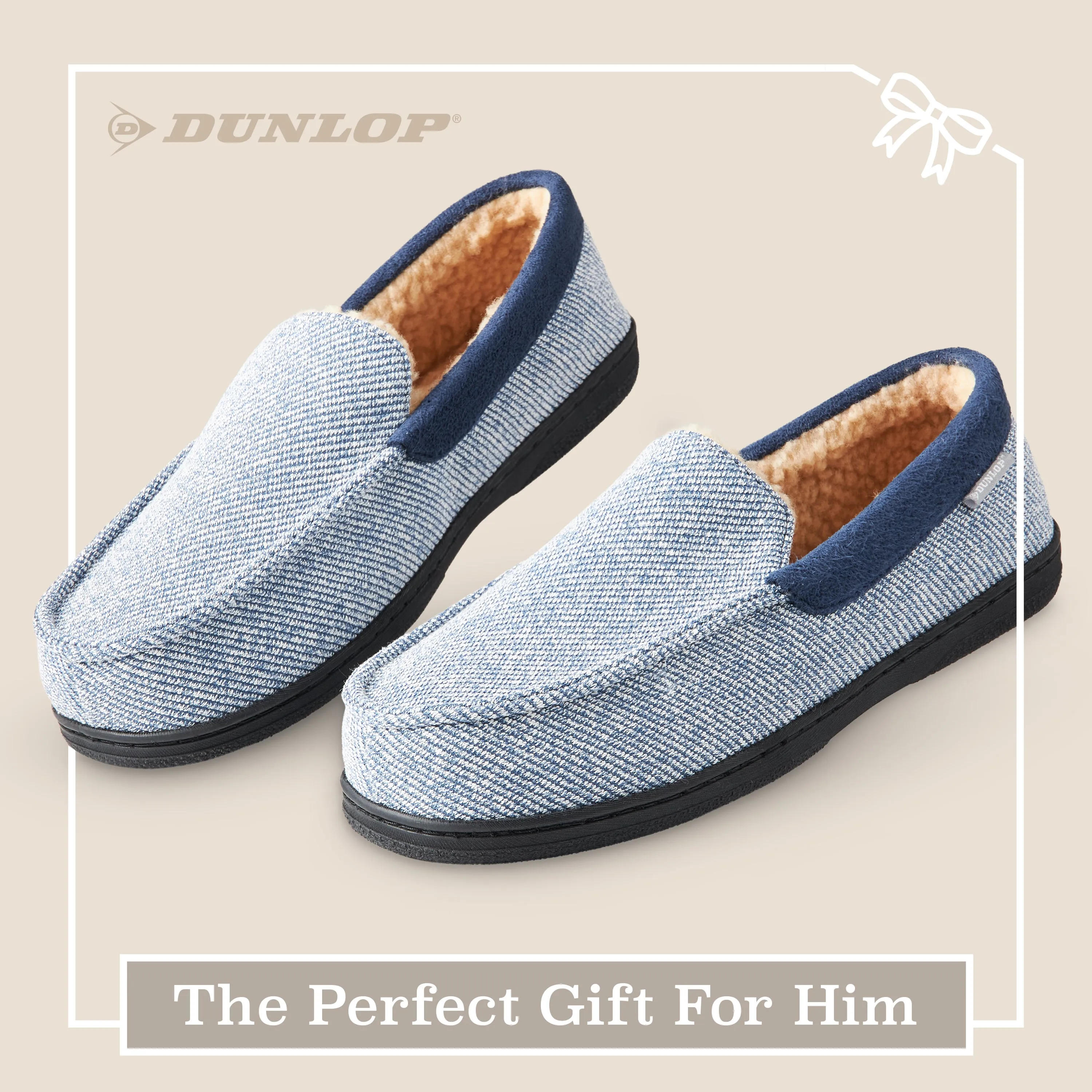 Dunlop Moccasins Slippers for Men With Rubber Sole