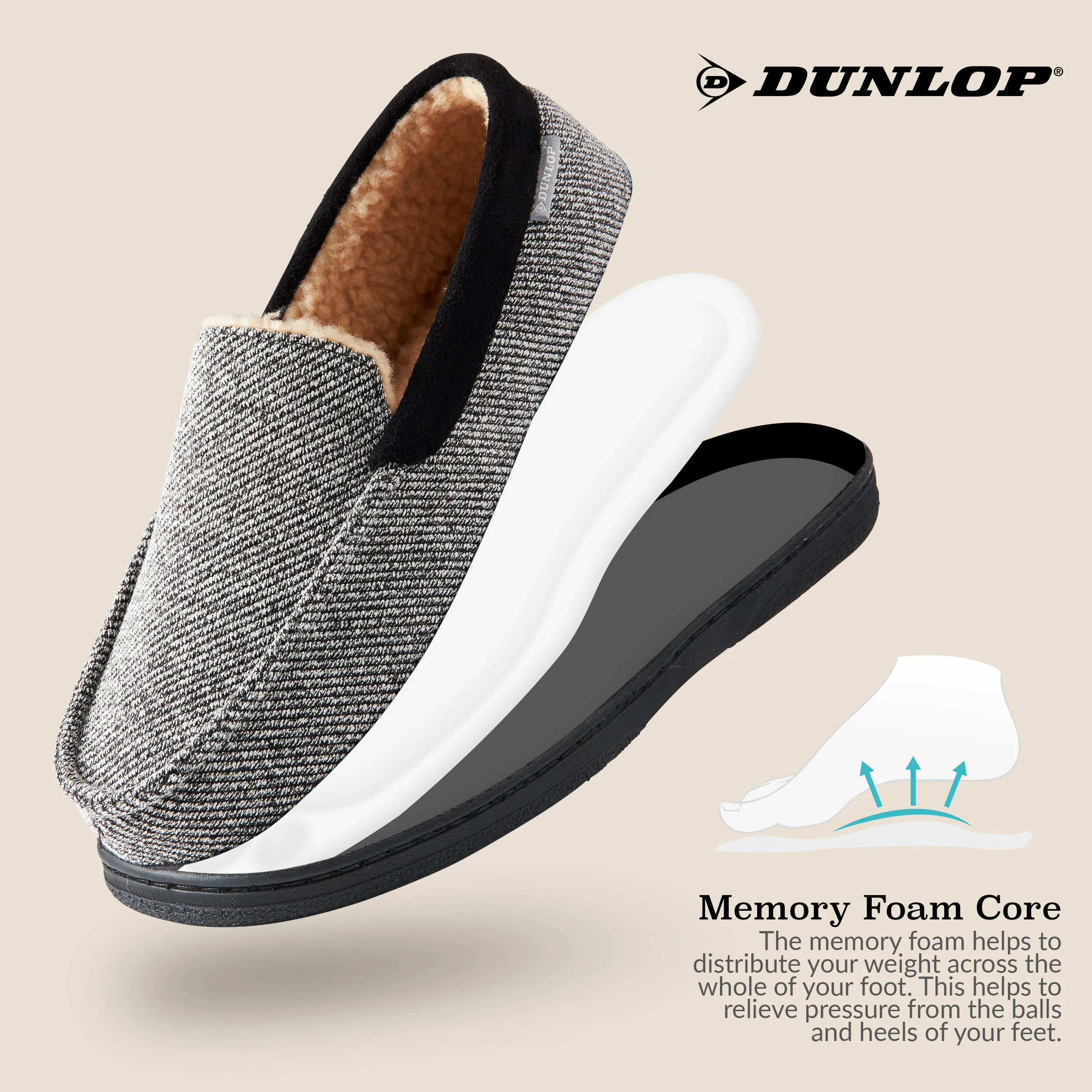 Dunlop Moccasins Slippers for Men With Rubber Sole