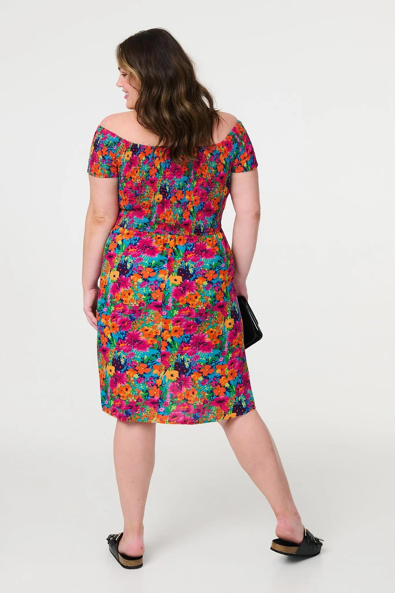 Floral Knee Length Bardot Dress