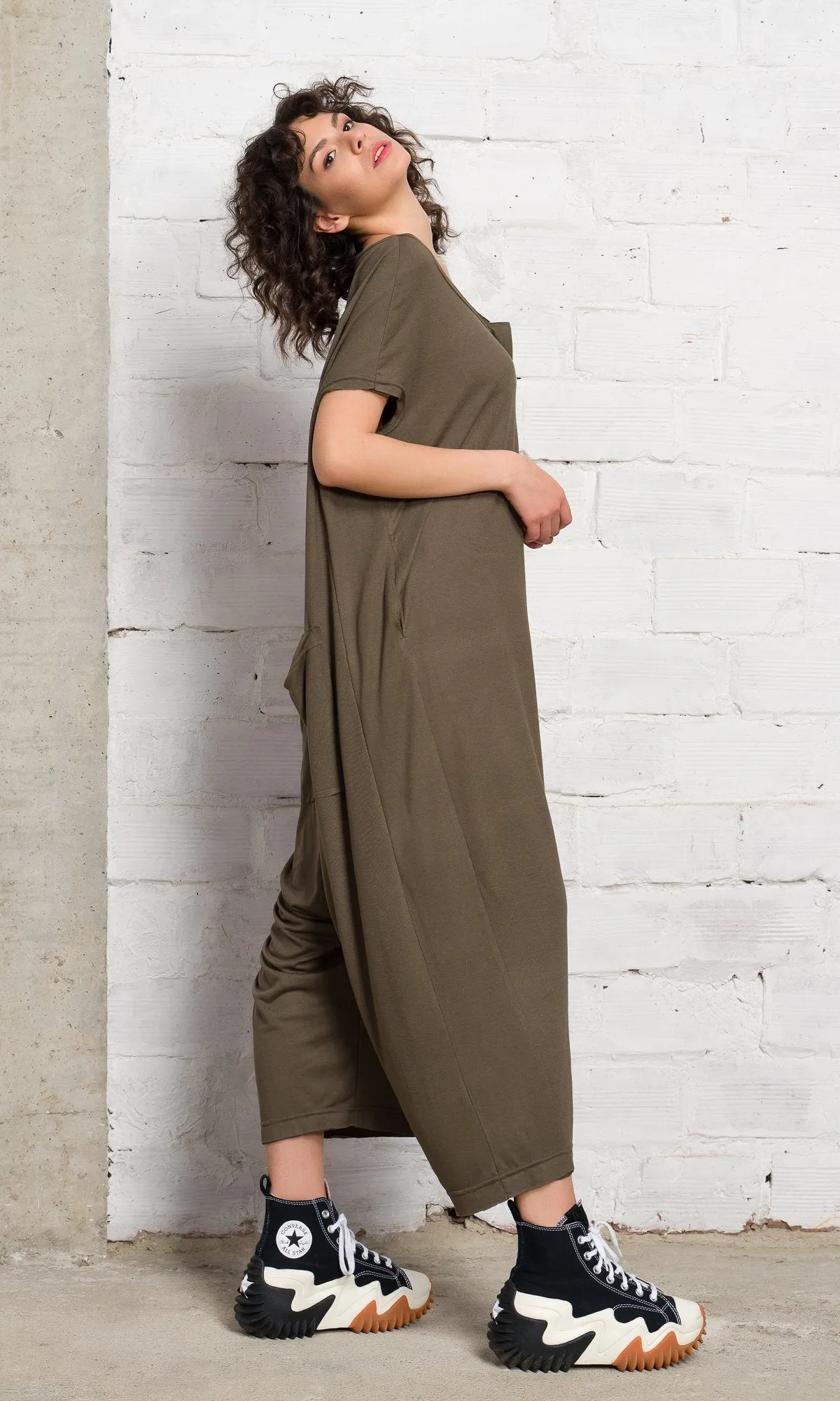 Front Zipper Baggy Jumpsuit