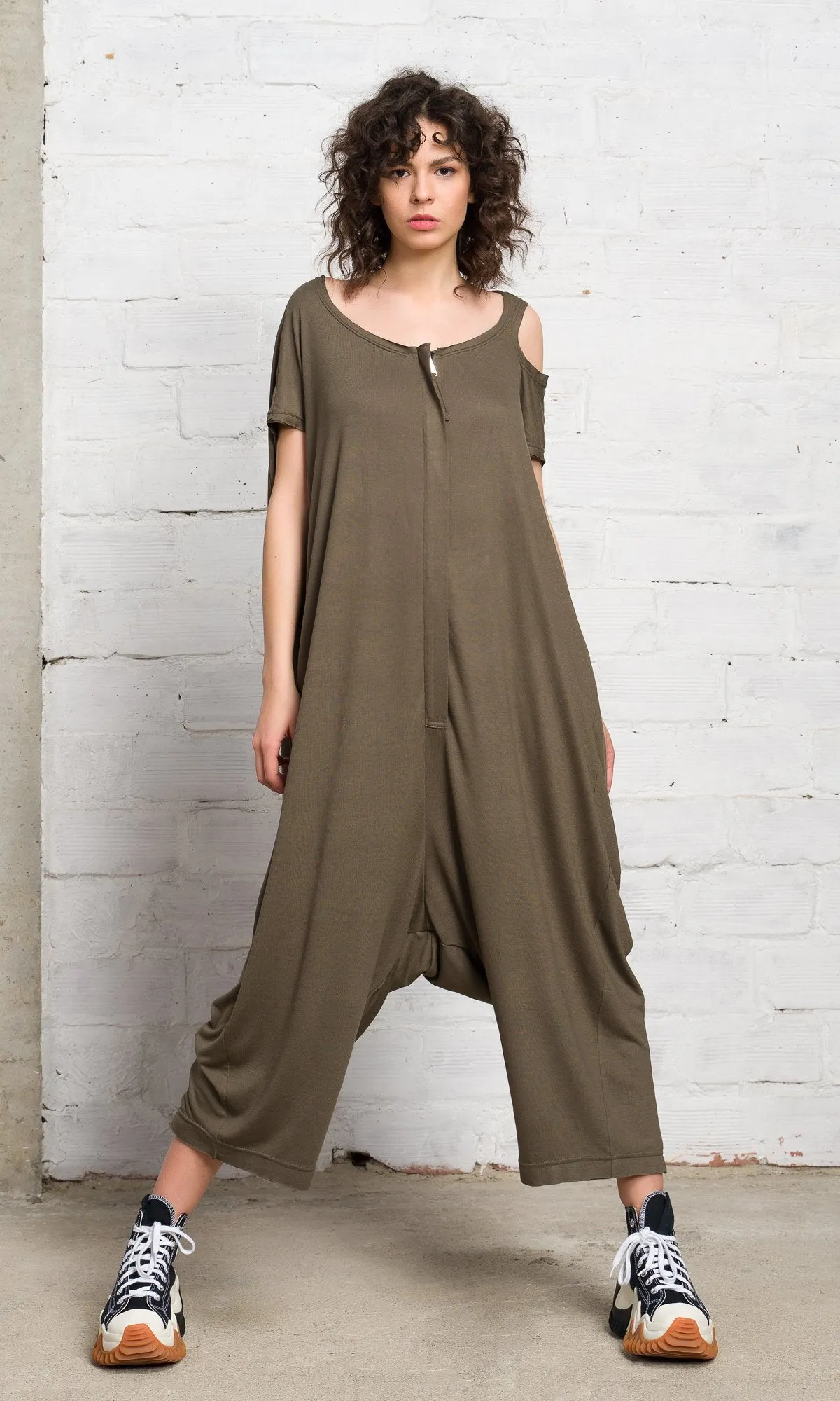 Front Zipper Baggy Jumpsuit