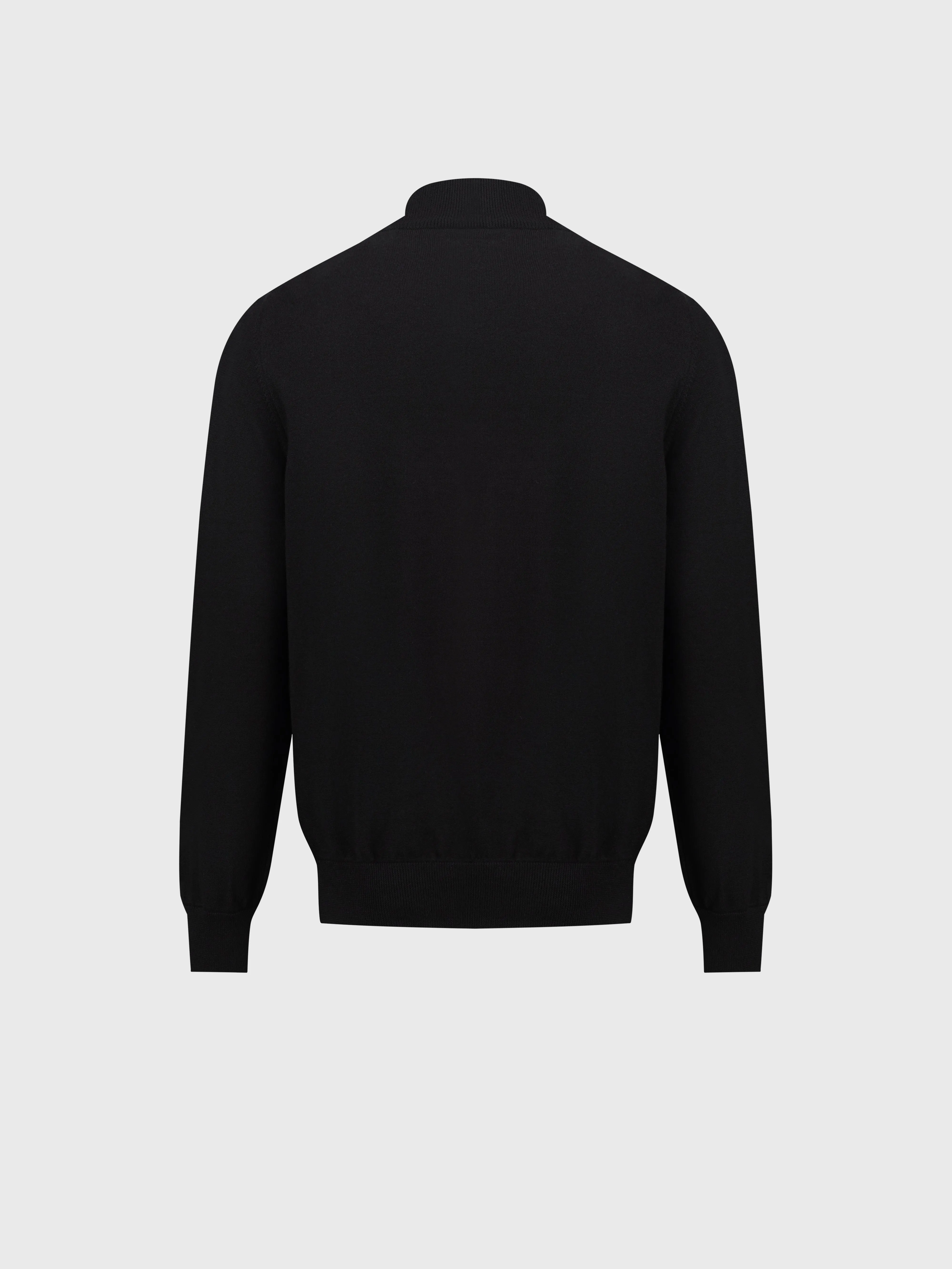 Full-Zip Sweater in Cashmere and Silk Crocodile Panel Black