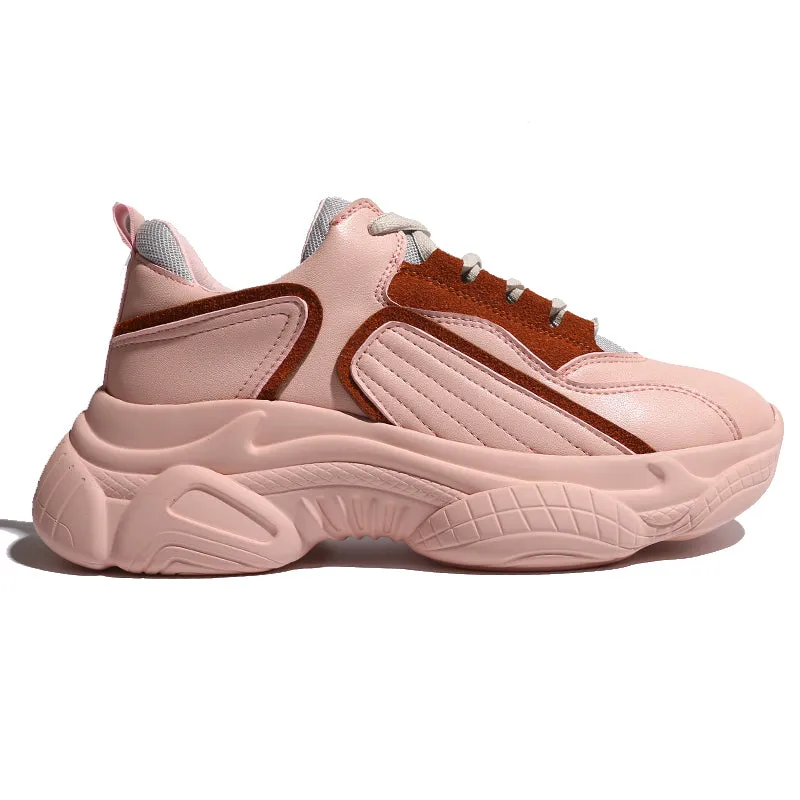 FXSO RETRO LOOK CHUNKY PLATFORM TRAINERS 18337 PINK WHITE CAMEL