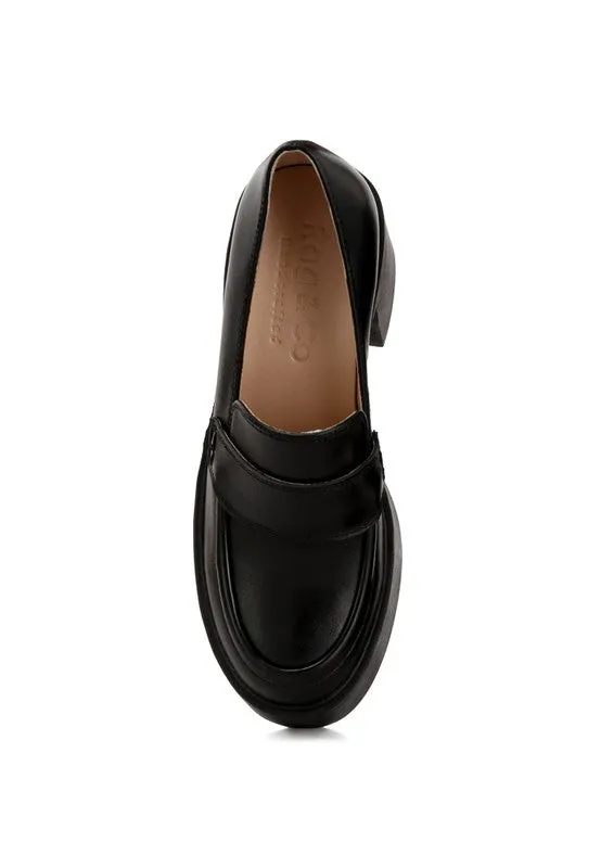 Genuine Leather Elspeth Heeled Platform Loafers