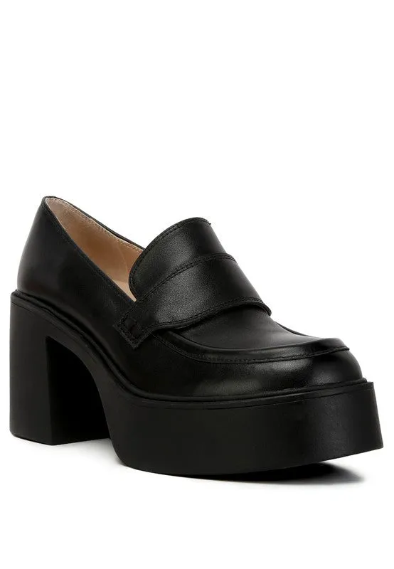 Genuine Leather Elspeth Heeled Platform Loafers