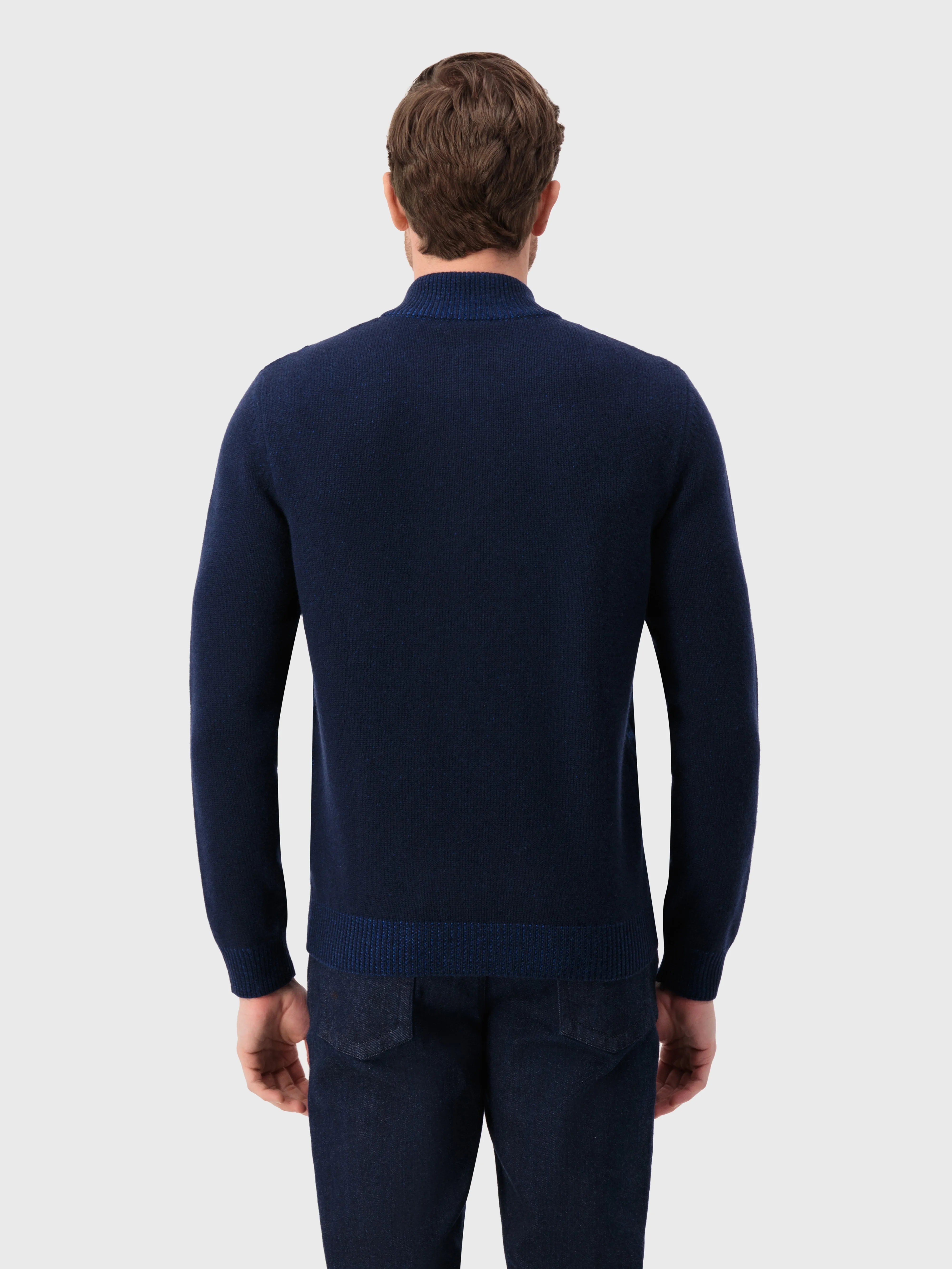 Geometric Pattern Knit Knitwear in Cashmere and Wool Dark Navy