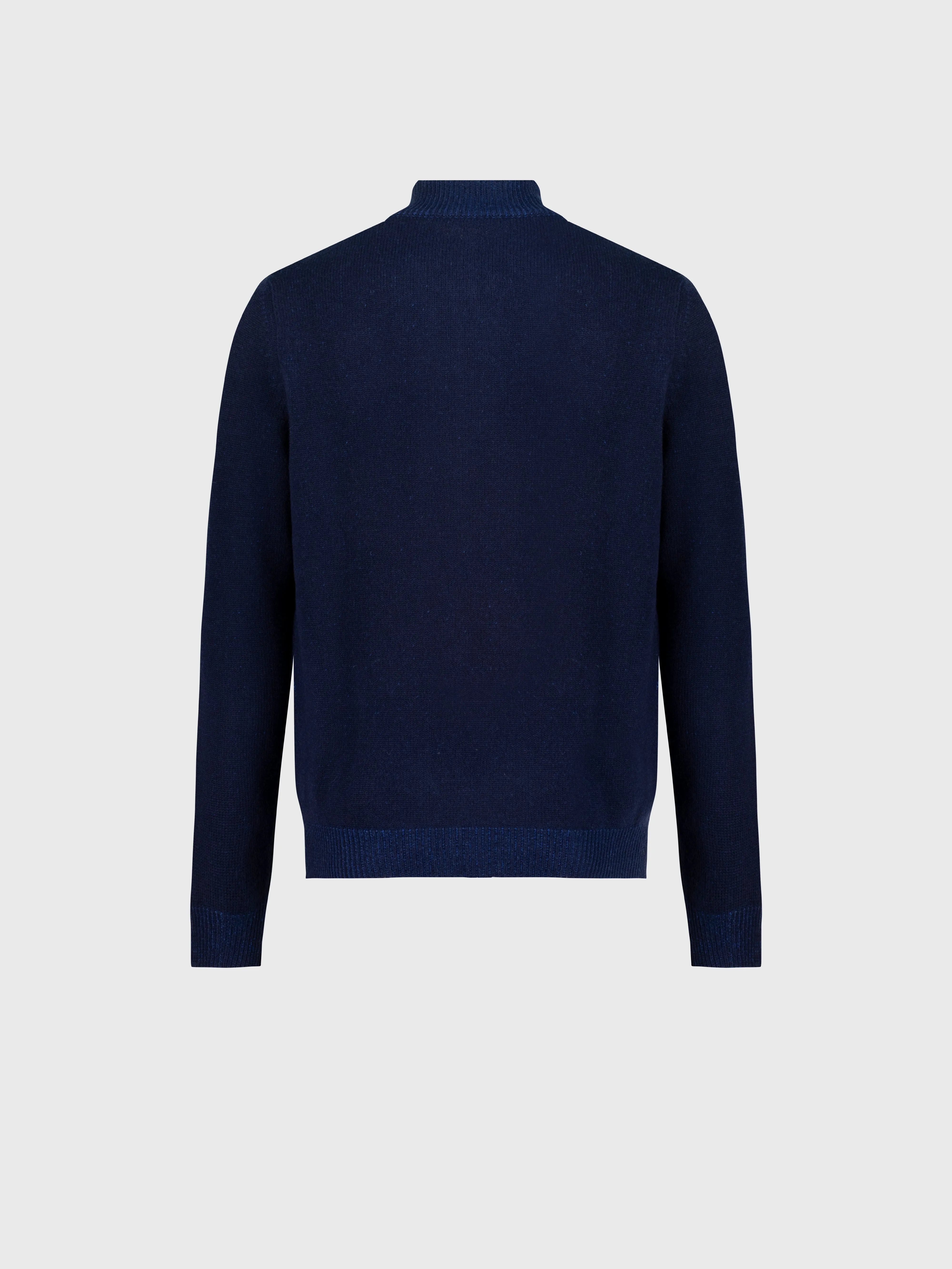 Geometric Pattern Knit Knitwear in Cashmere and Wool Dark Navy