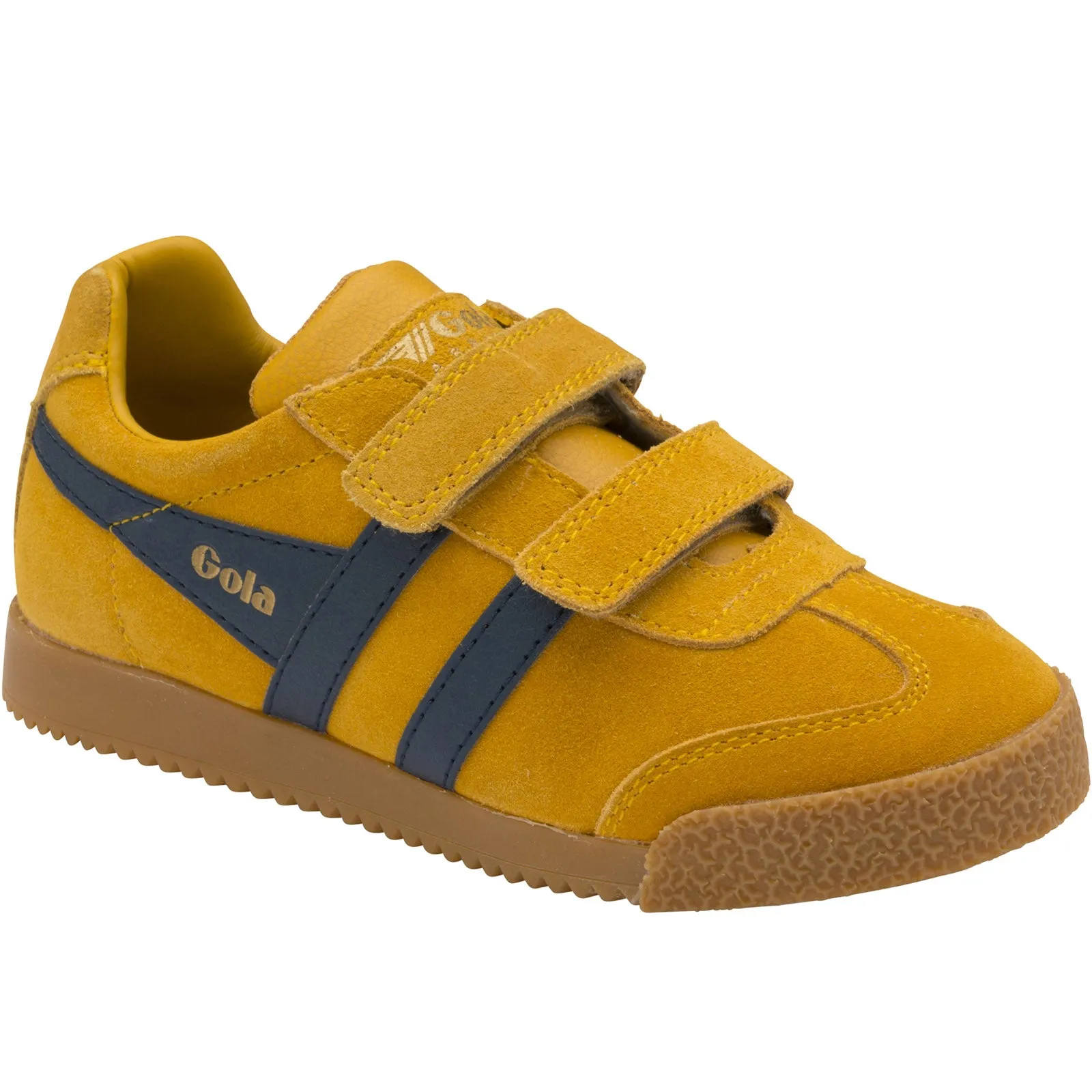 Gola Classics Kids Harrier Strap Suede Trainers - Sun/Navy