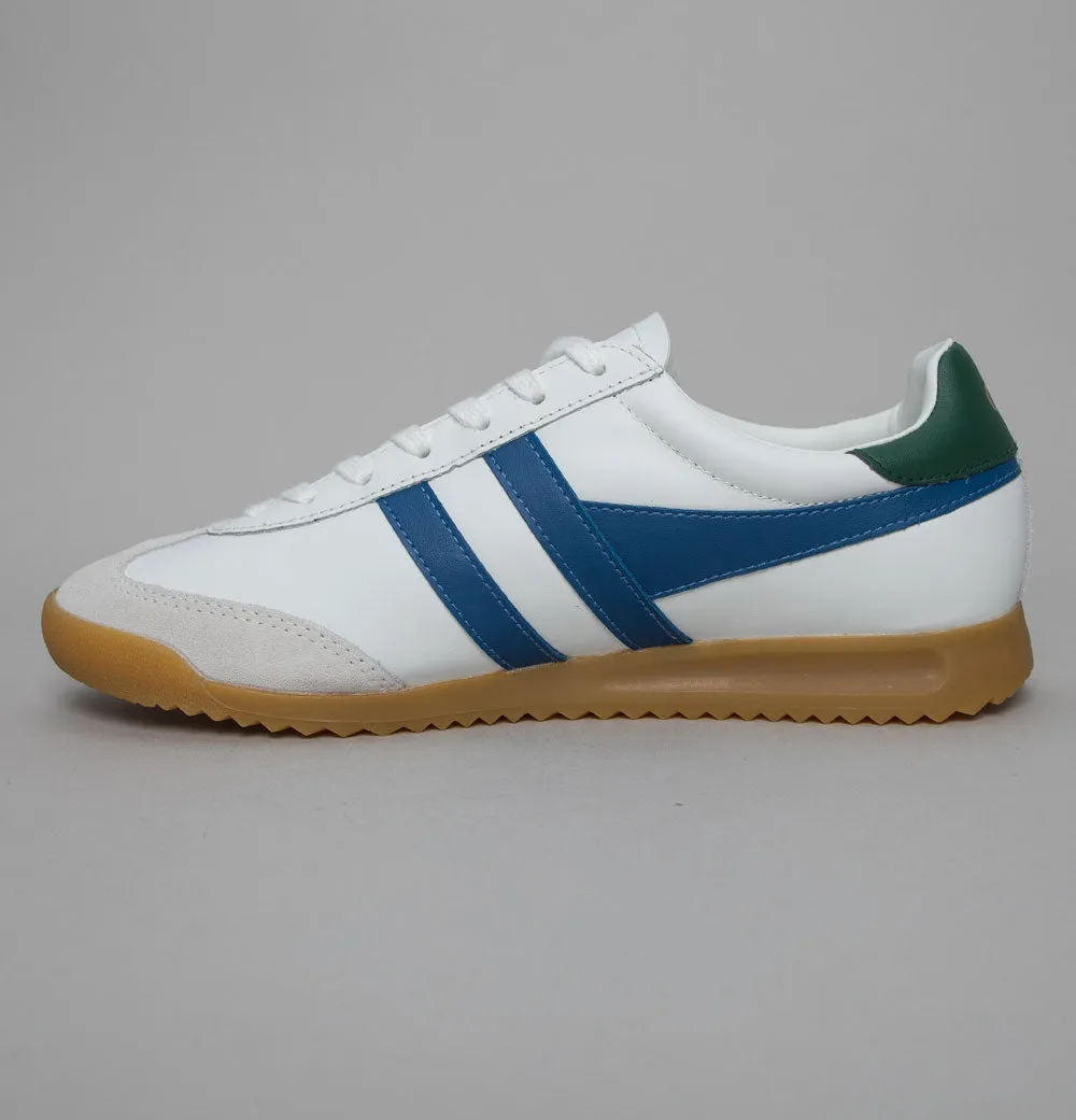 Gola Torpedo Leather Trainers White/Marine Blue/Evergreen