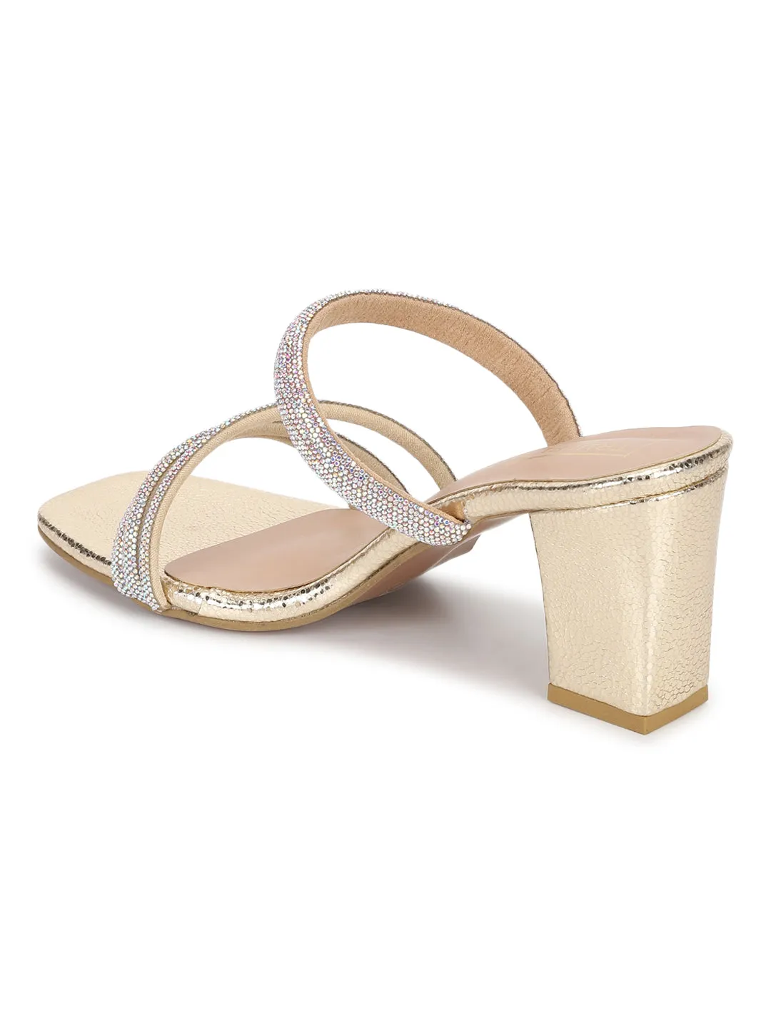 Gold PU Diamante Block Mules (TC-SLC-N-1141-GLD)