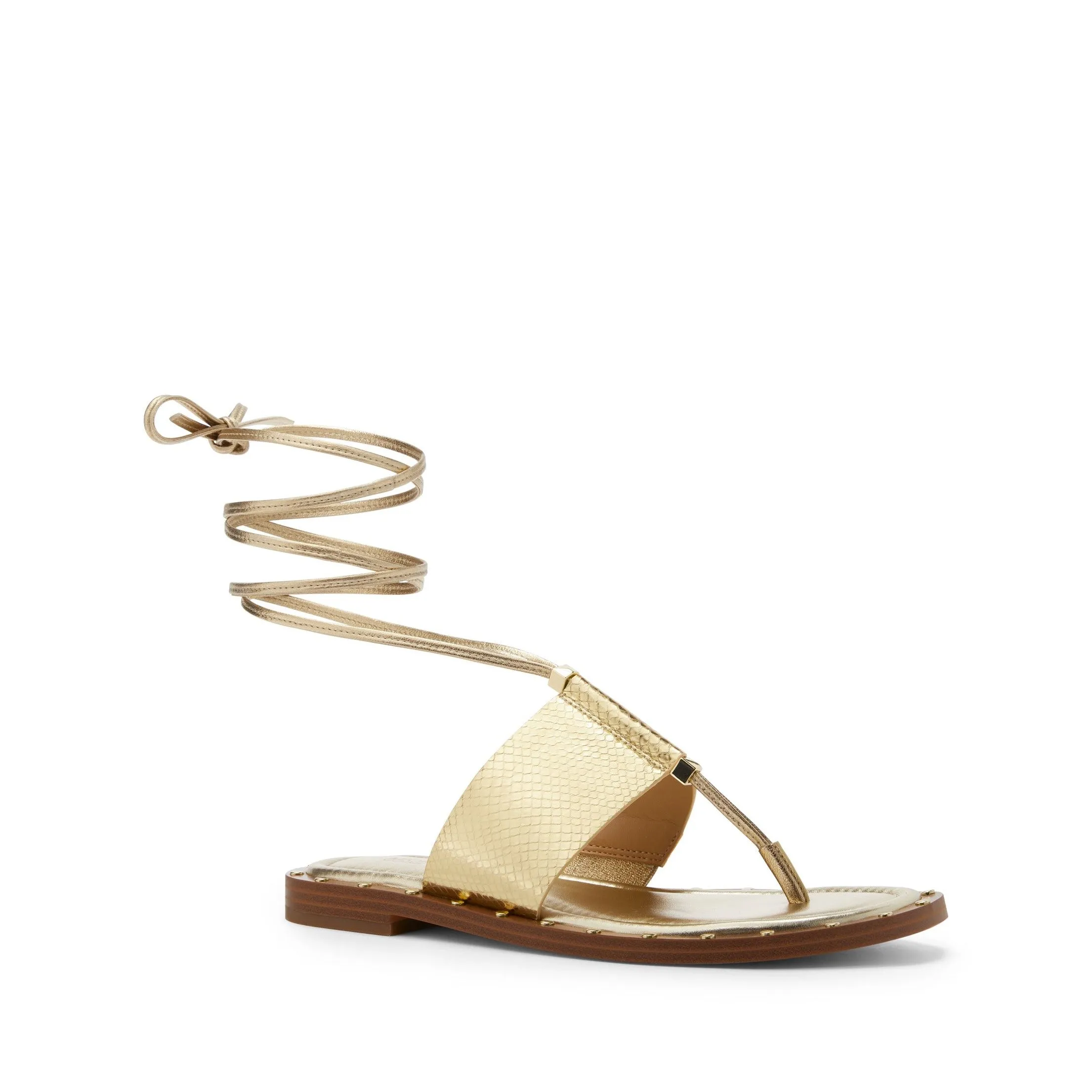 Jagger Metallic Snake Embossed Leather Lace-Up Sandal