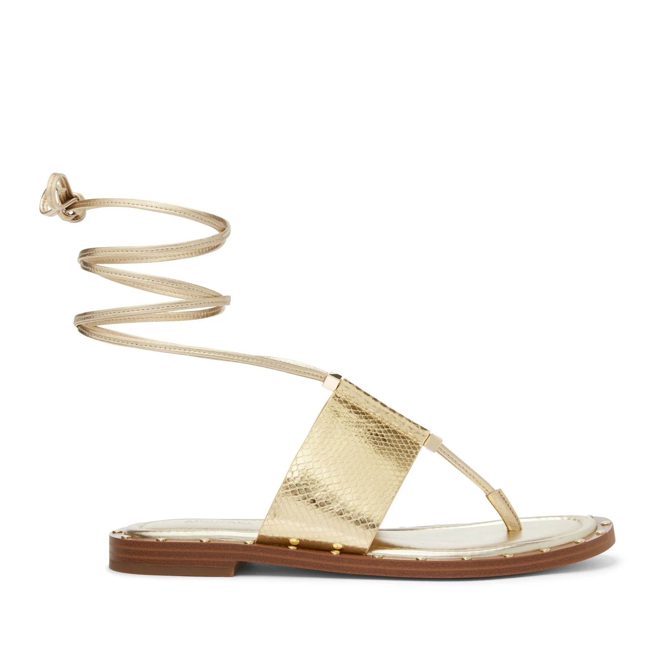 Jagger Metallic Snake Embossed Leather Lace-Up Sandal