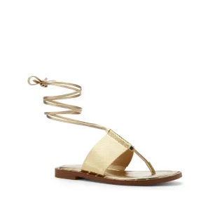 Jagger Metallic Snake Embossed Leather Lace-Up Sandal