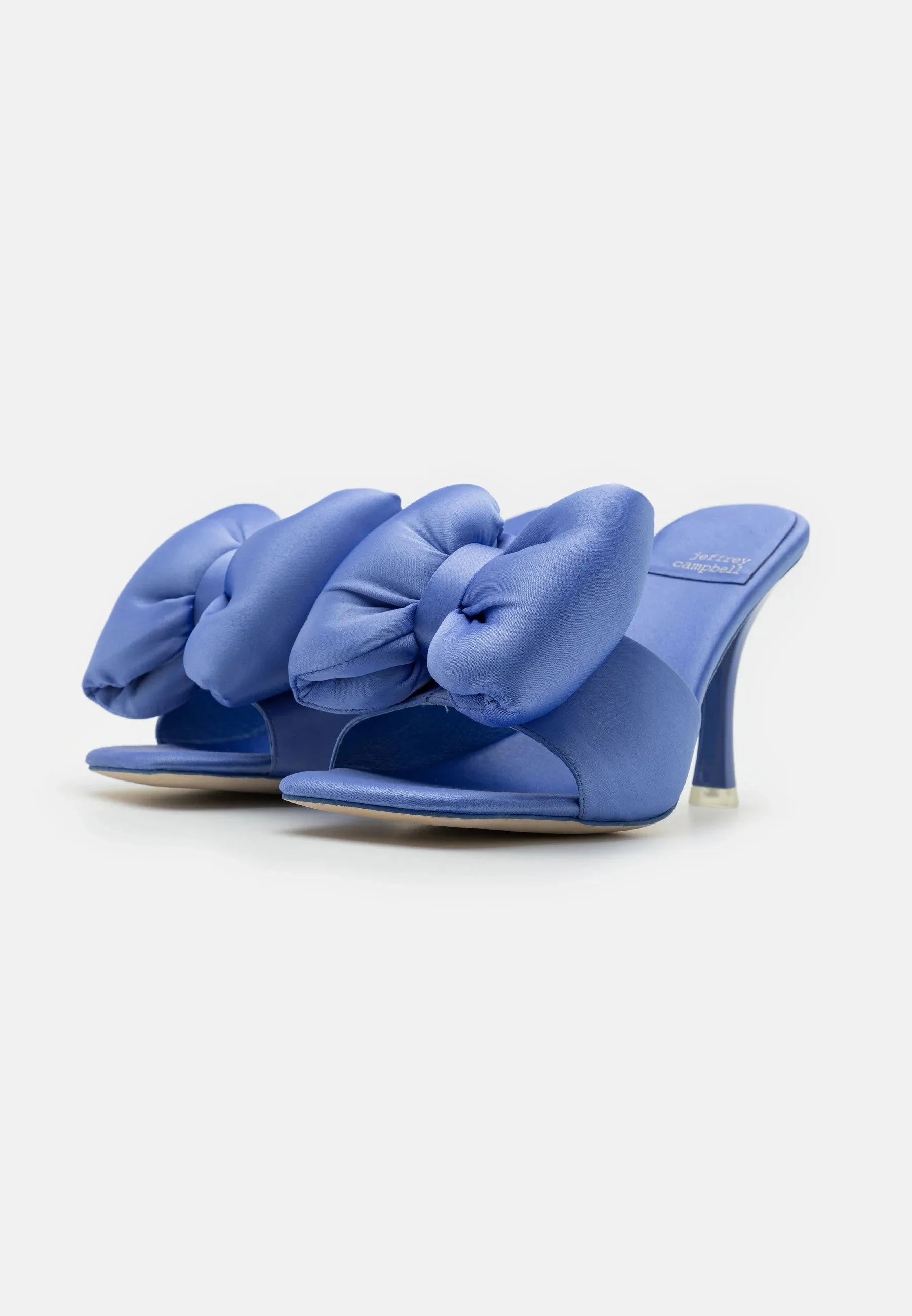 Jeffrey Campbell Deedee Hi Heeled Big Bow Mules in Blue